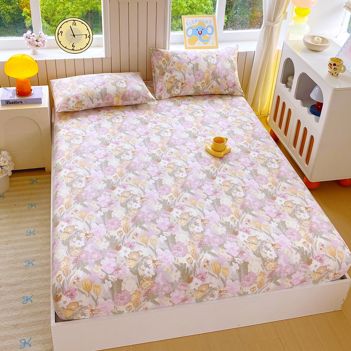 91家纺网 家纺一手货源 找家纺 悦织湾家纺 2026新款斜纹加厚水洗棉超细斜（加厚）木棉床笠-席梦思保护套 床笠-莫奈油画