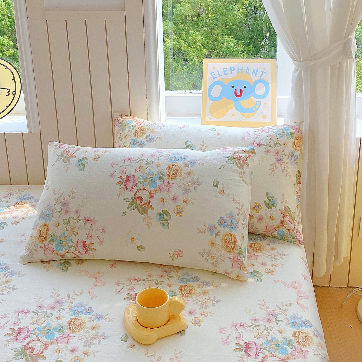 91家纺网 家纺一手货源 找家纺 悦织湾家纺 2026新款斜纹加厚水洗棉超细斜（加厚）木棉床笠-席梦思保护套 床笠-春和景明