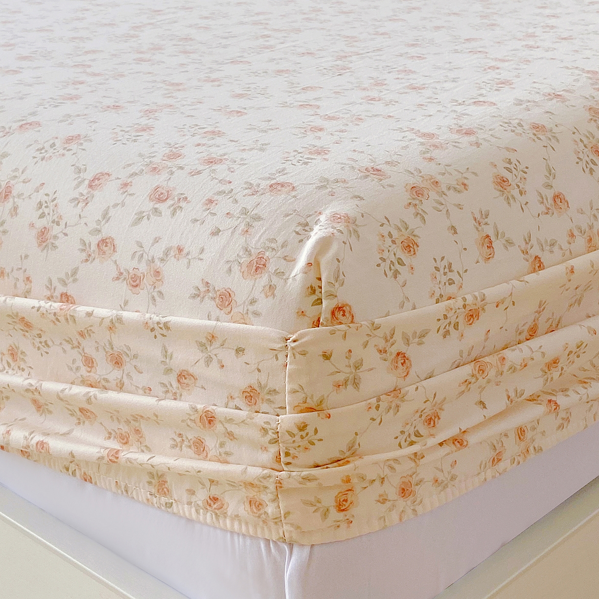 91家纺网 家纺一手货源 找家纺 悦织湾家纺 2026新款斜纹加厚水洗棉超细斜（加厚）木棉床笠-席梦思保护套 床笠-粉嫣