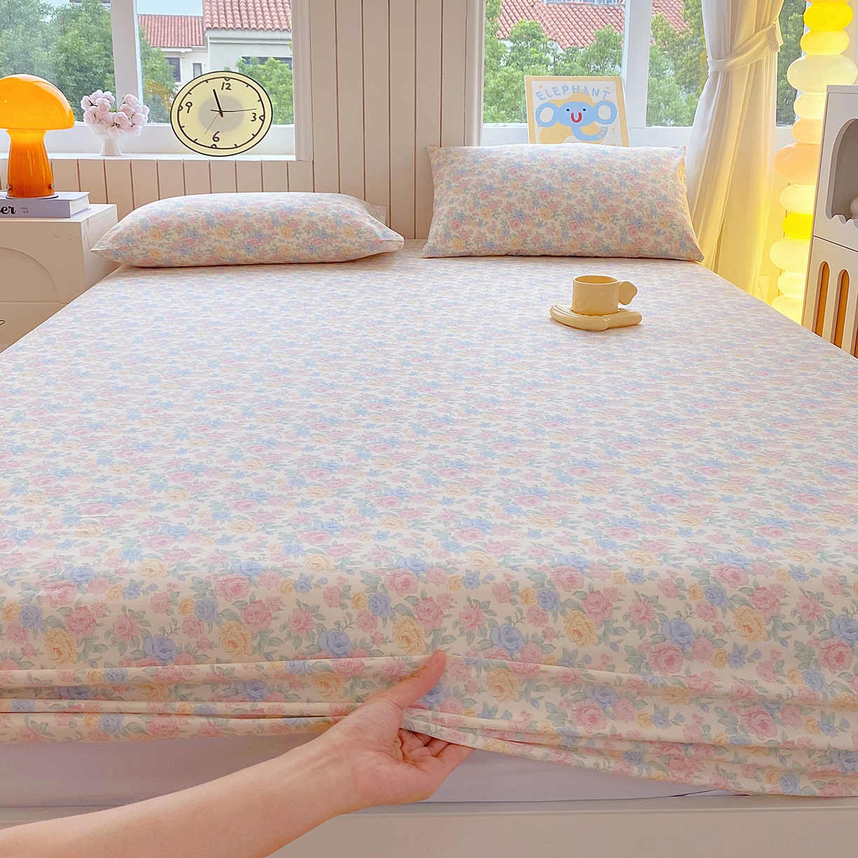 91家纺网 家纺一手货源 找家纺 悦织湾家纺 2026新款斜纹加厚水洗棉超细斜（加厚）木棉床笠-席梦思保护套 床笠-半岛红茶