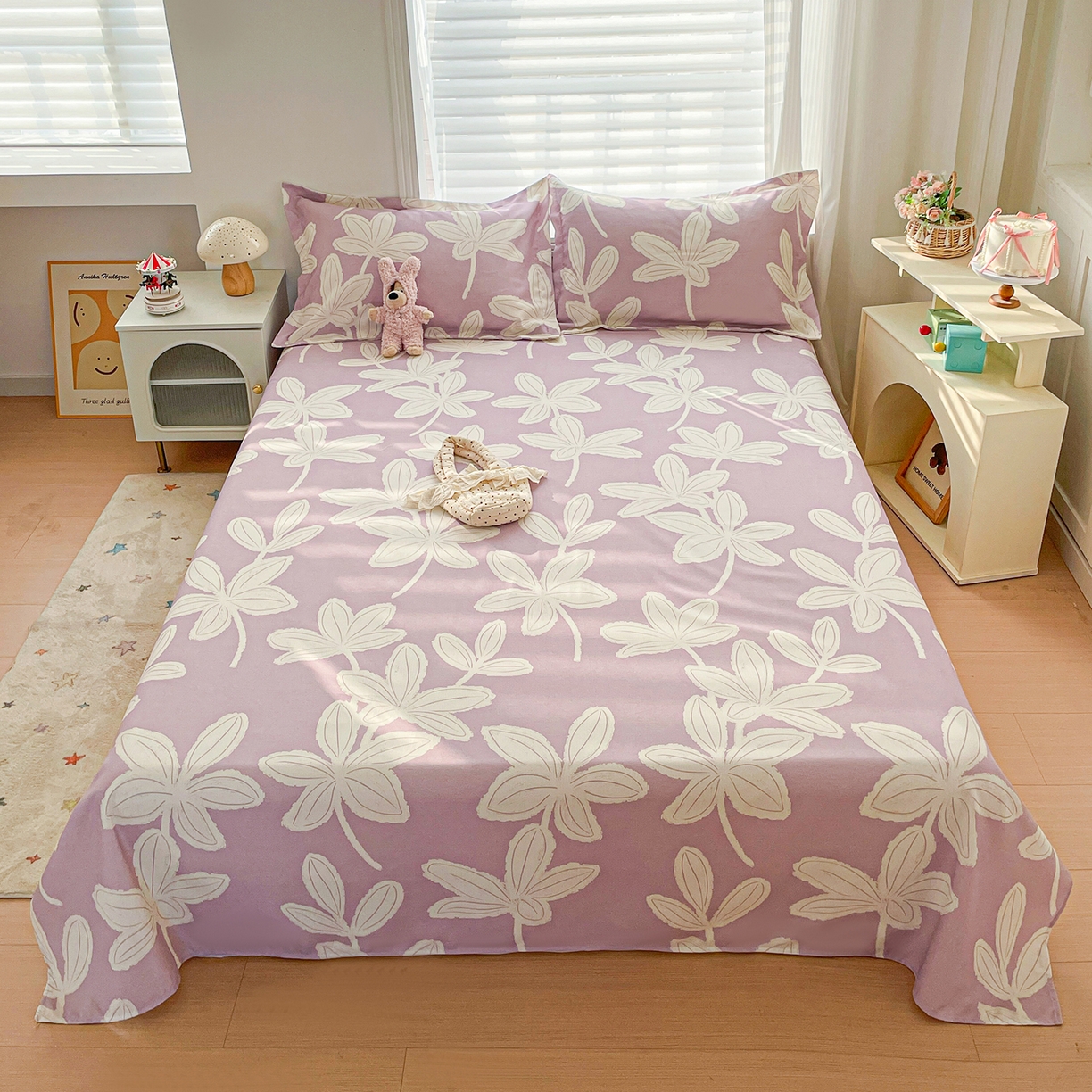 91家纺网 家纺一手货源 找家纺 （总）纽缦家纺 2026新款舒适透气细沙卡通印花老粗布床单凉席席子