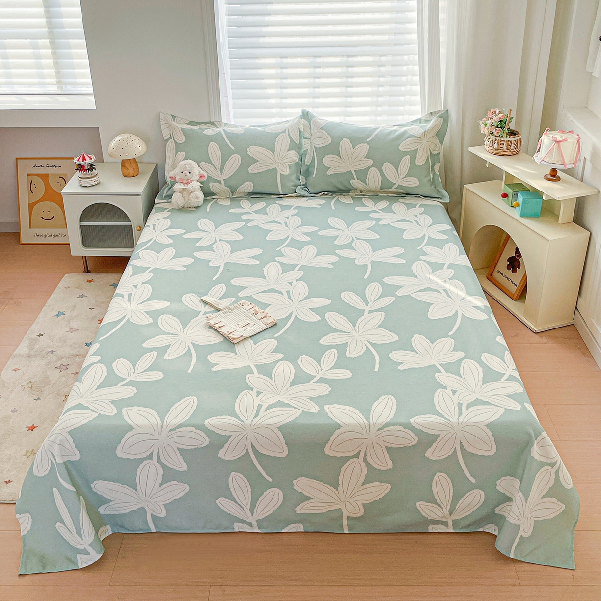 91家纺网 家纺一手货源 找家纺 （总）纽缦家纺 2026新款舒适透气细沙卡通印花老粗布床单凉席席子