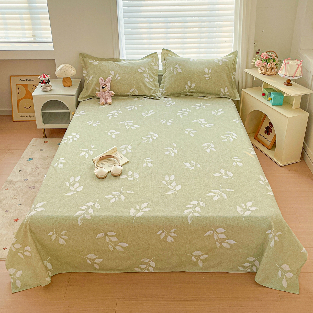 91家纺网 家纺一手货源 找家纺 （总）纽缦家纺 2026新款舒适透气细沙卡通印花老粗布床单凉席席子