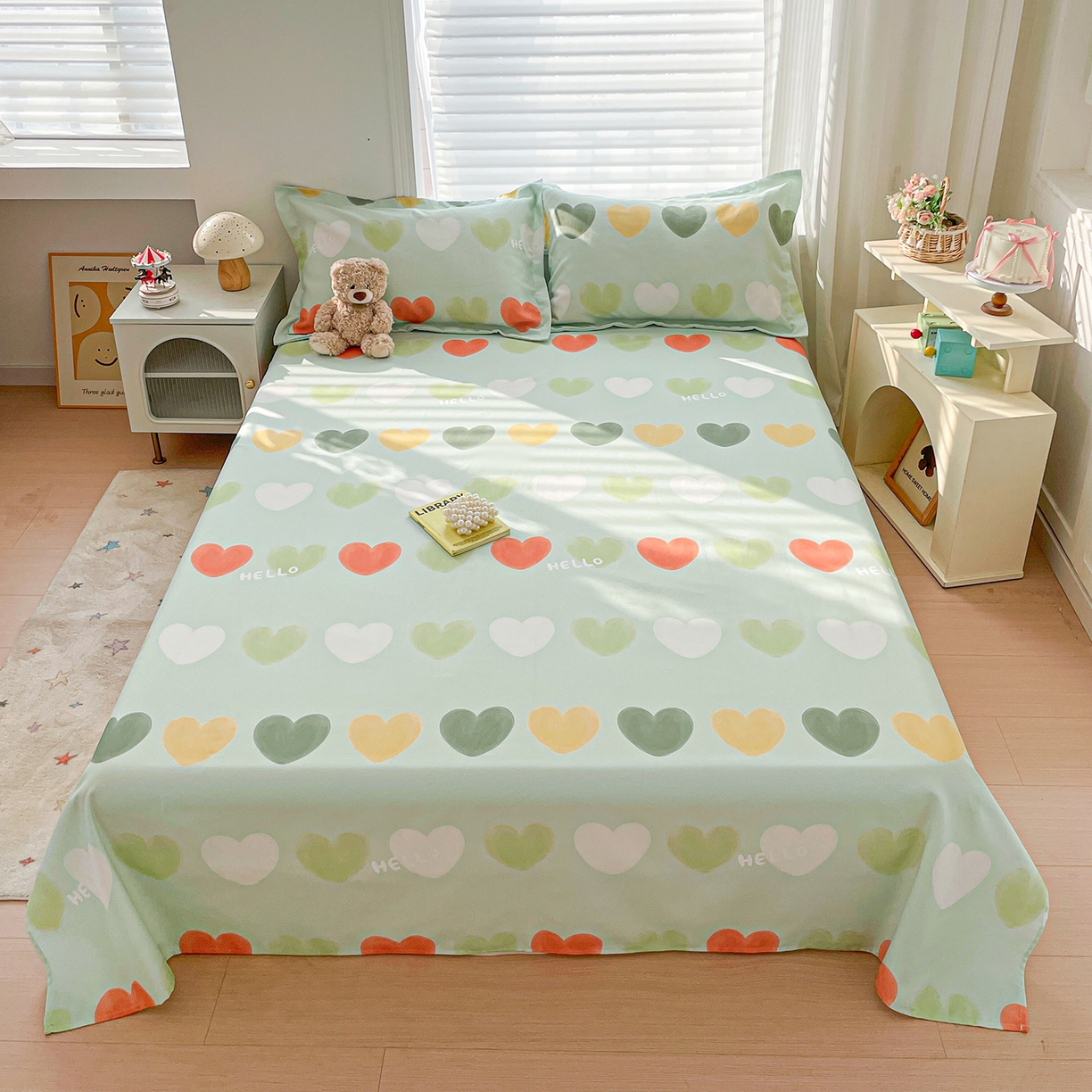 91家纺网 家纺一手货源 找家纺 （总）纽缦家纺 2026新款舒适透气细沙卡通印花老粗布床单凉席席子