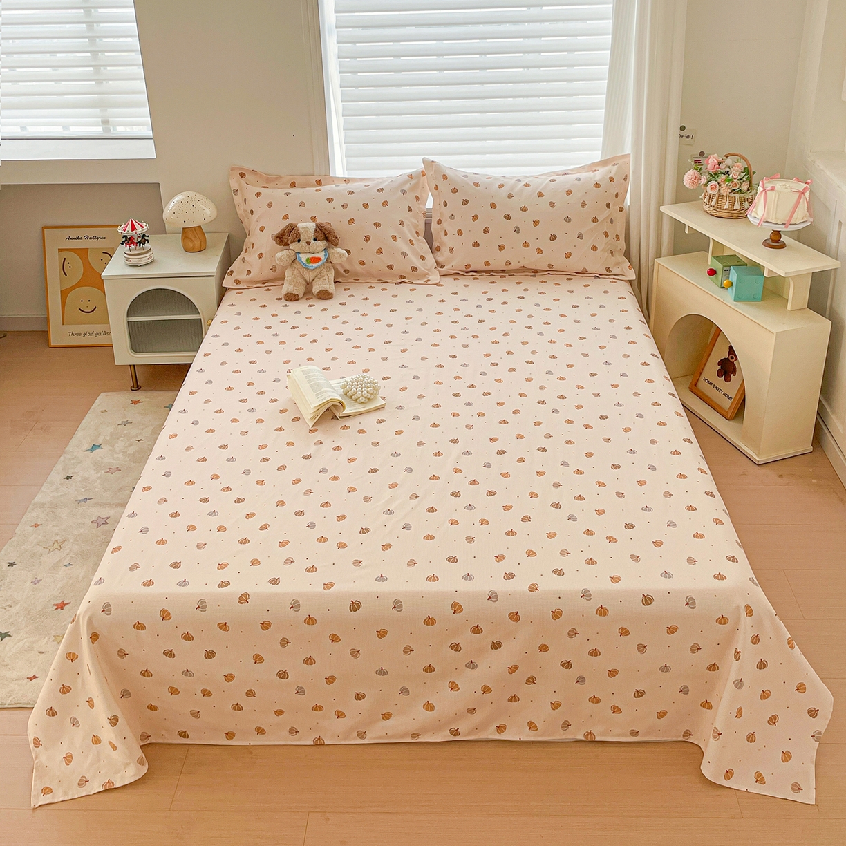 91家纺网 家纺一手货源 找家纺 （总）纽缦家纺 2026新款舒适透气细沙卡通印花老粗布床单凉席席子