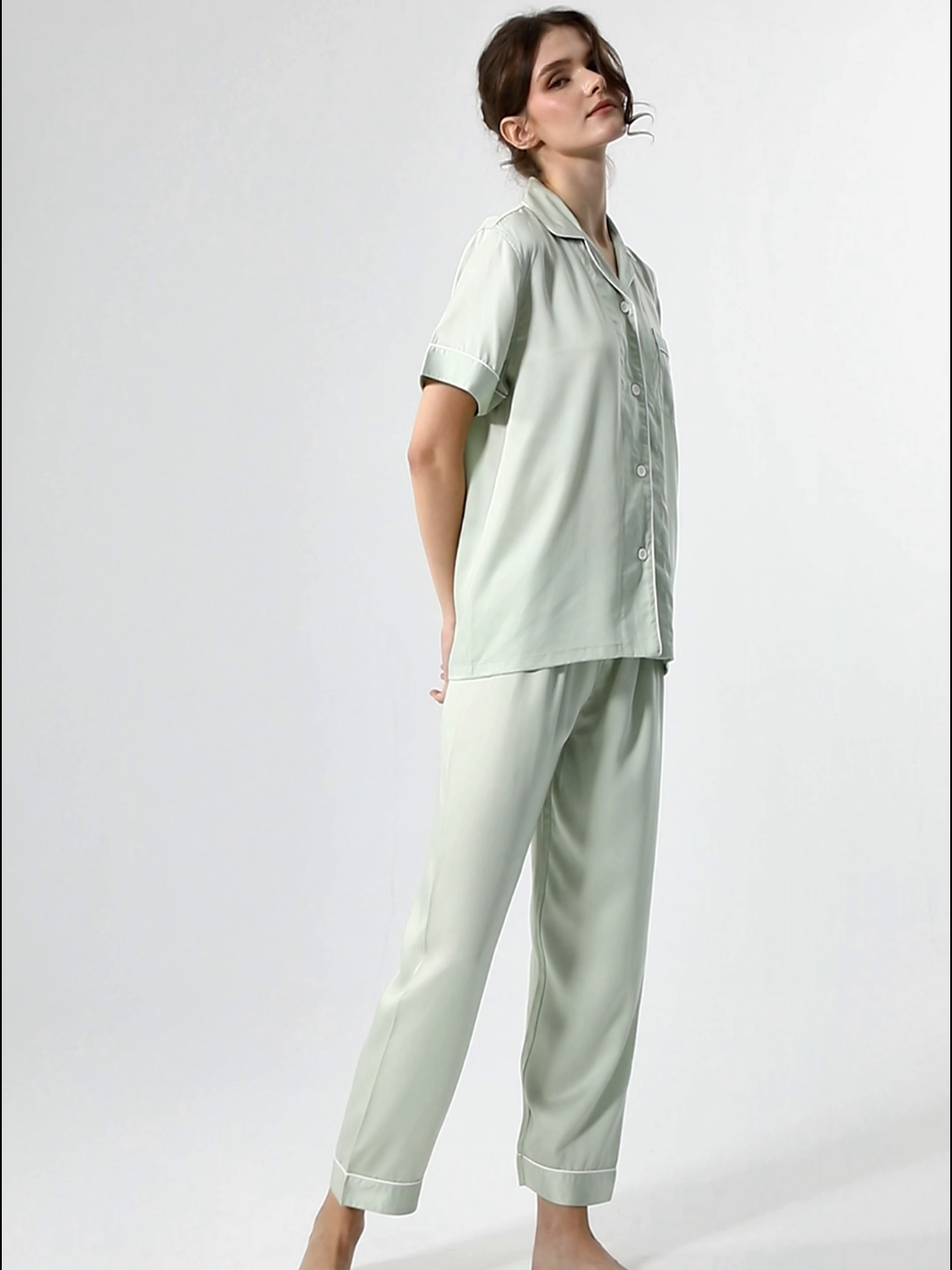 91家纺网 家纺一手货源 找家纺 欧夏家纺 2026夏季新款莱赛尔天丝睡衣家居服清凉款直播供货外贸定制 清凉绿