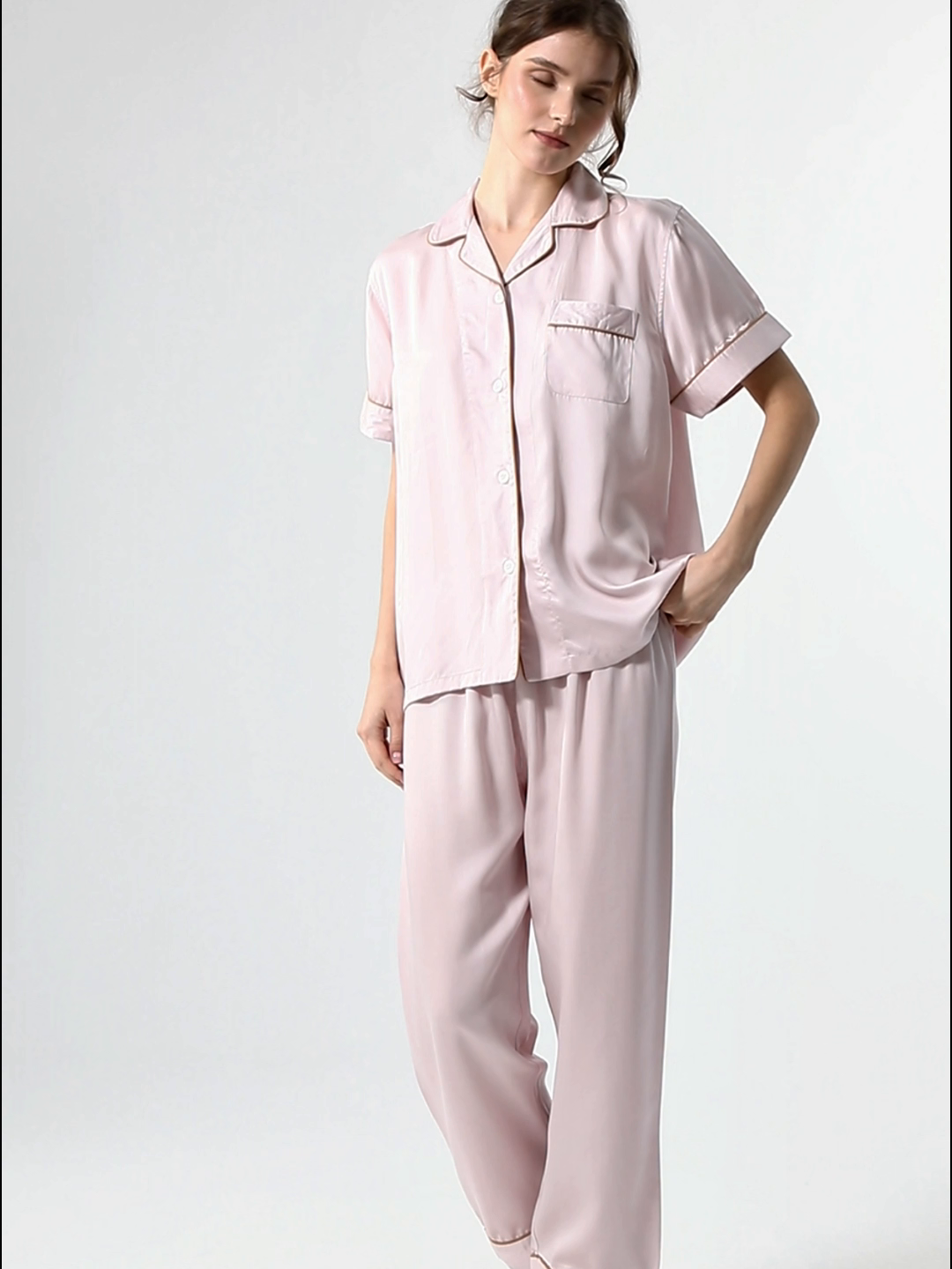 91家纺网 家纺一手货源 找家纺 欧夏家纺 2026夏季新款莱赛尔天丝睡衣家居服清凉款直播供货外贸定制 胭脂紫