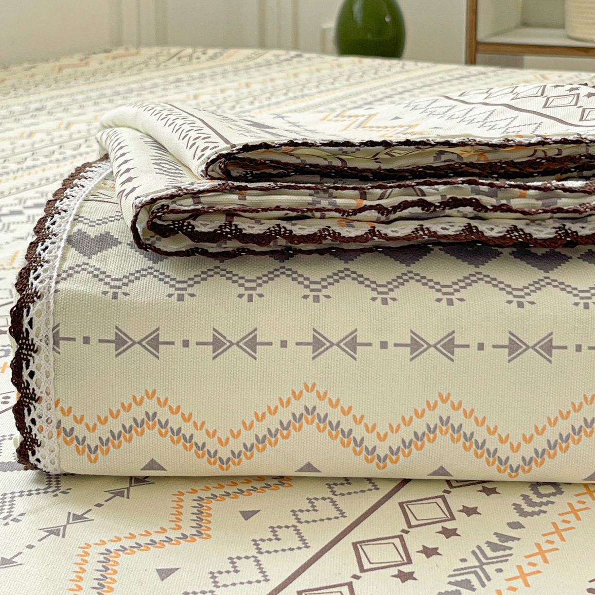 91家纺网 家纺一手货源 找家纺 （总）纽缦家纺 2026新款舒适透气细沙卡通印花花边老粗布床单凉席席子