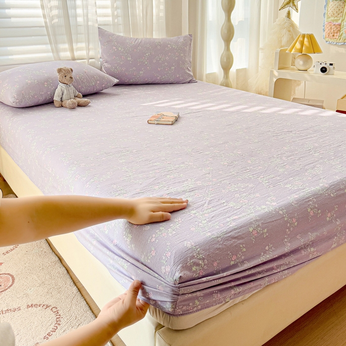 91家纺网 家纺一手货源 找家纺 （总）纽缦家纺 2026春夏新款云感提花双层纱单床笠 床笠单件