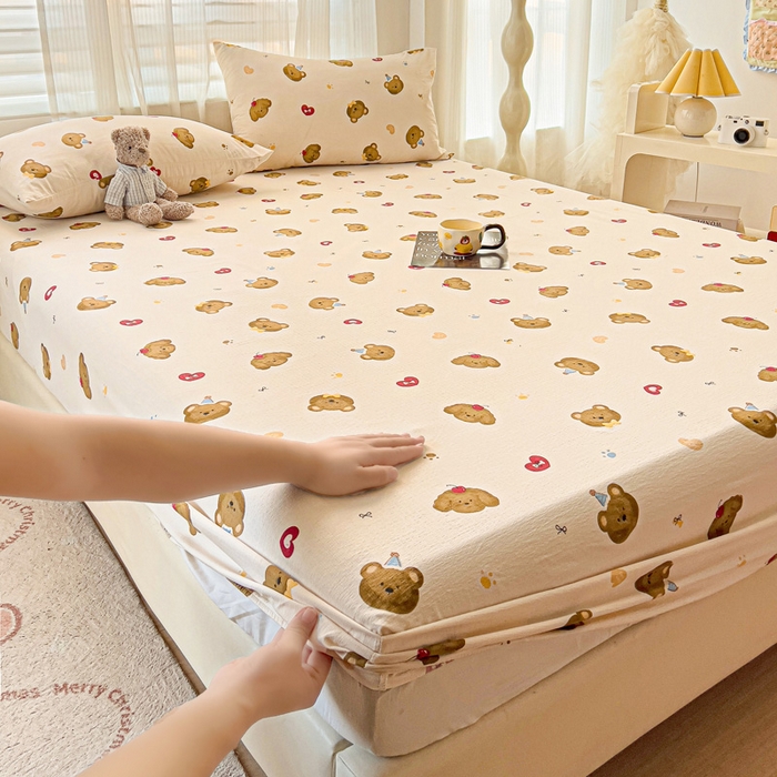 91家纺网 家纺一手货源 找家纺 （总）纽缦家纺 2026春夏新款云感提花双层纱单床笠 床笠单件