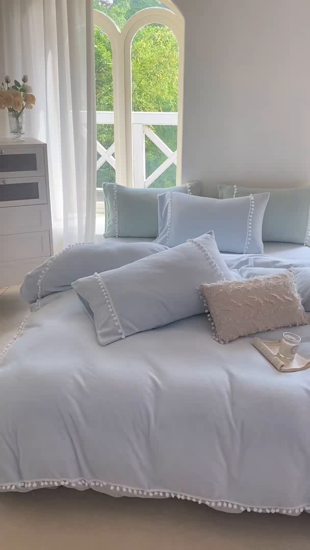 91家纺网 家纺一手货源 找家纺 （总）七七家纺 2026新款亲肤舒适小毛球牛奶绒四件套