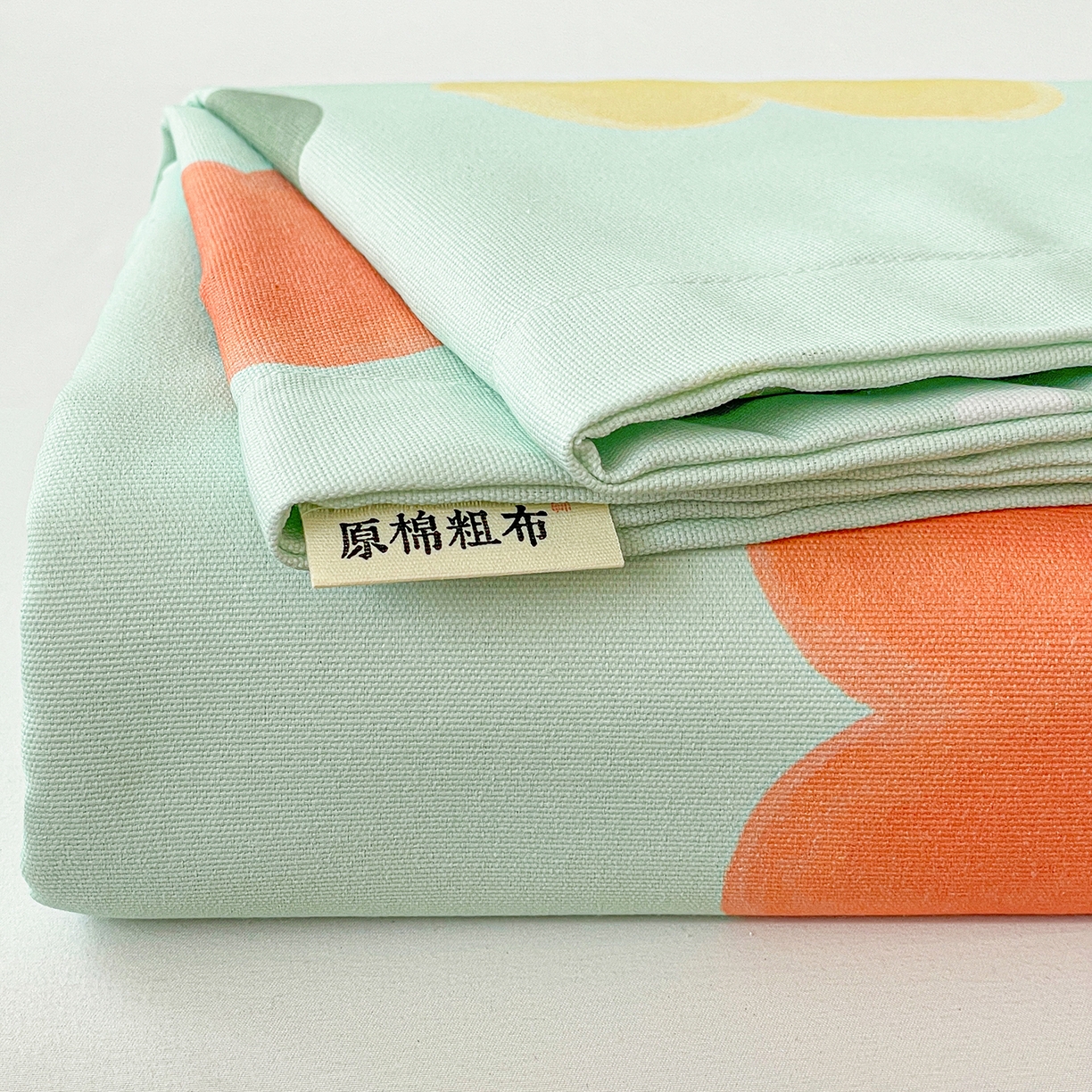 91家纺网 家纺一手货源 找家纺 纽缦家纺 2026新款舒适透气细沙卡通印花老粗布床单凉席席子 玛卡爱心-绿