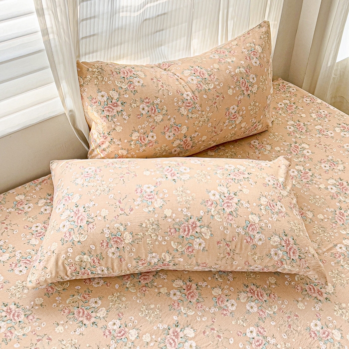 91家纺网 家纺一手货源 找家纺 纽缦家纺 2026春夏新款云感提花双层纱单床笠 床笠单件 爱如星辰