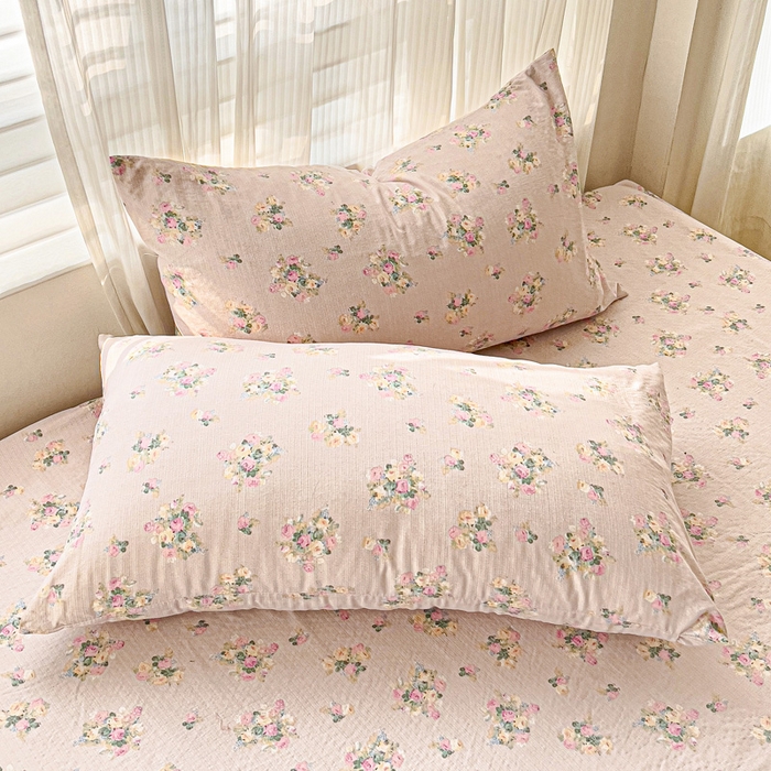 91家纺网 家纺一手货源 找家纺 纽缦家纺 2026春夏新款云感提花双层纱单床笠 床笠单件 暗恋