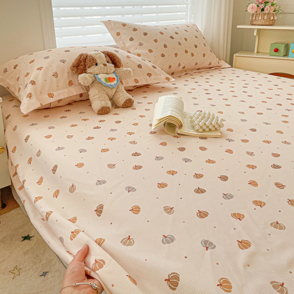 91家纺网 家纺一手货源 找家纺 纽缦家纺 2026新款舒适透气细沙卡通印花老粗布床单凉席席子 南瓜集市-桔