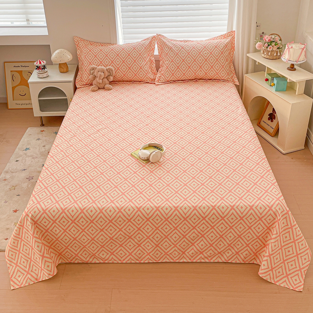 纽缦家纺 2026新款舒适透气细沙卡通印花老粗布床单凉席席子 图文迷宫-黄