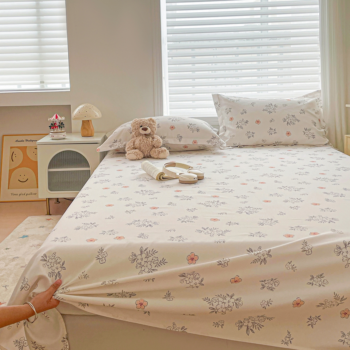 91家纺网 家纺一手货源 找家纺 纽缦家纺 2026新款舒适透气细沙卡通印花老粗布床单凉席席子 望夏花艺-米