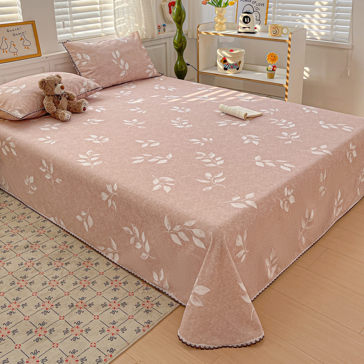 91家纺网 家纺一手货源 找家纺 （总）纽缦家纺 2026新款舒适透气细沙卡通印花花边老粗布床单凉席席子