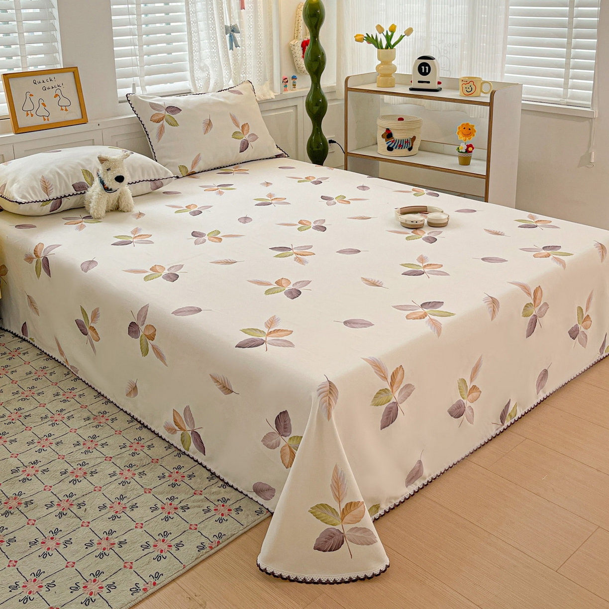 91家纺网 家纺一手货源 找家纺 （总）纽缦家纺 2026新款舒适透气细沙卡通印花花边老粗布床单凉席席子