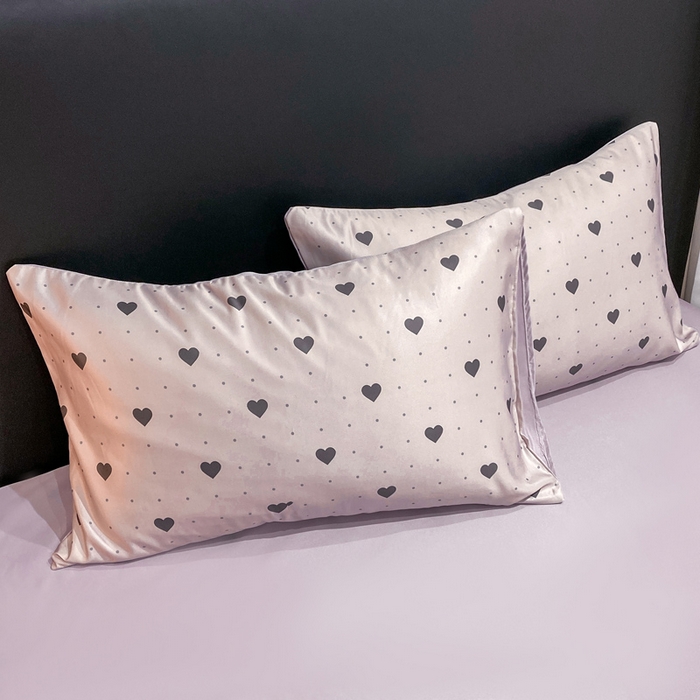 91家纺网 家纺一手货源 找家纺 七七家纺 2026新款爱心系列高克重数码印花水洗真丝四件套 爱心-紫