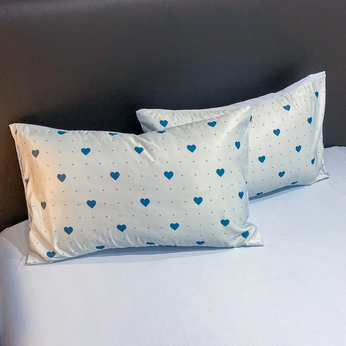 91家纺网 家纺一手货源 找家纺 七七家纺 2026新款爱心系列高克重数码印花水洗真丝四件套 爱心-蓝