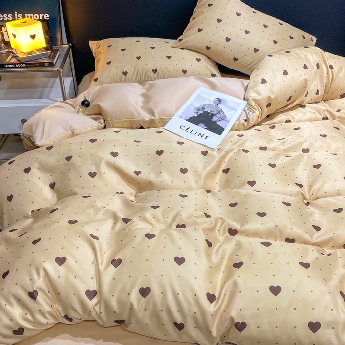 91家纺网 家纺一手货源 找家纺 （总）七七家纺 2026新款爱心系列高克重数码印花水洗真丝四件套