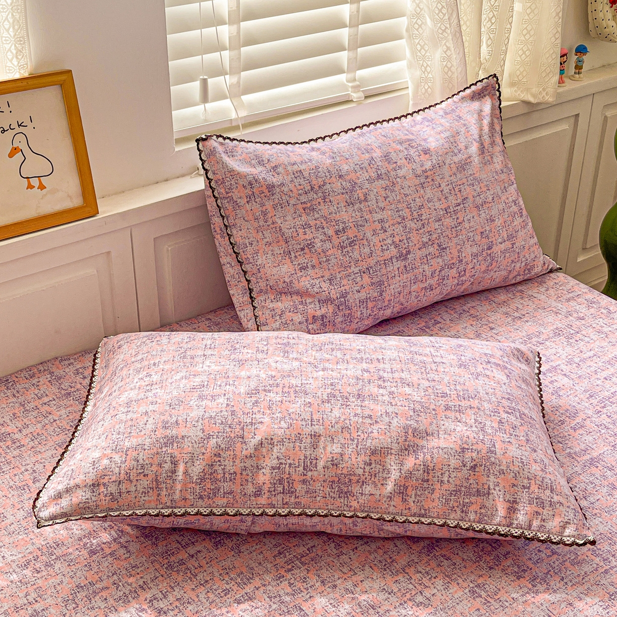 91家纺网 家纺一手货源 找家纺 纽缦家纺 2026新款舒适透气细沙卡通印花花边老粗布床单凉席席子 洛文-紫