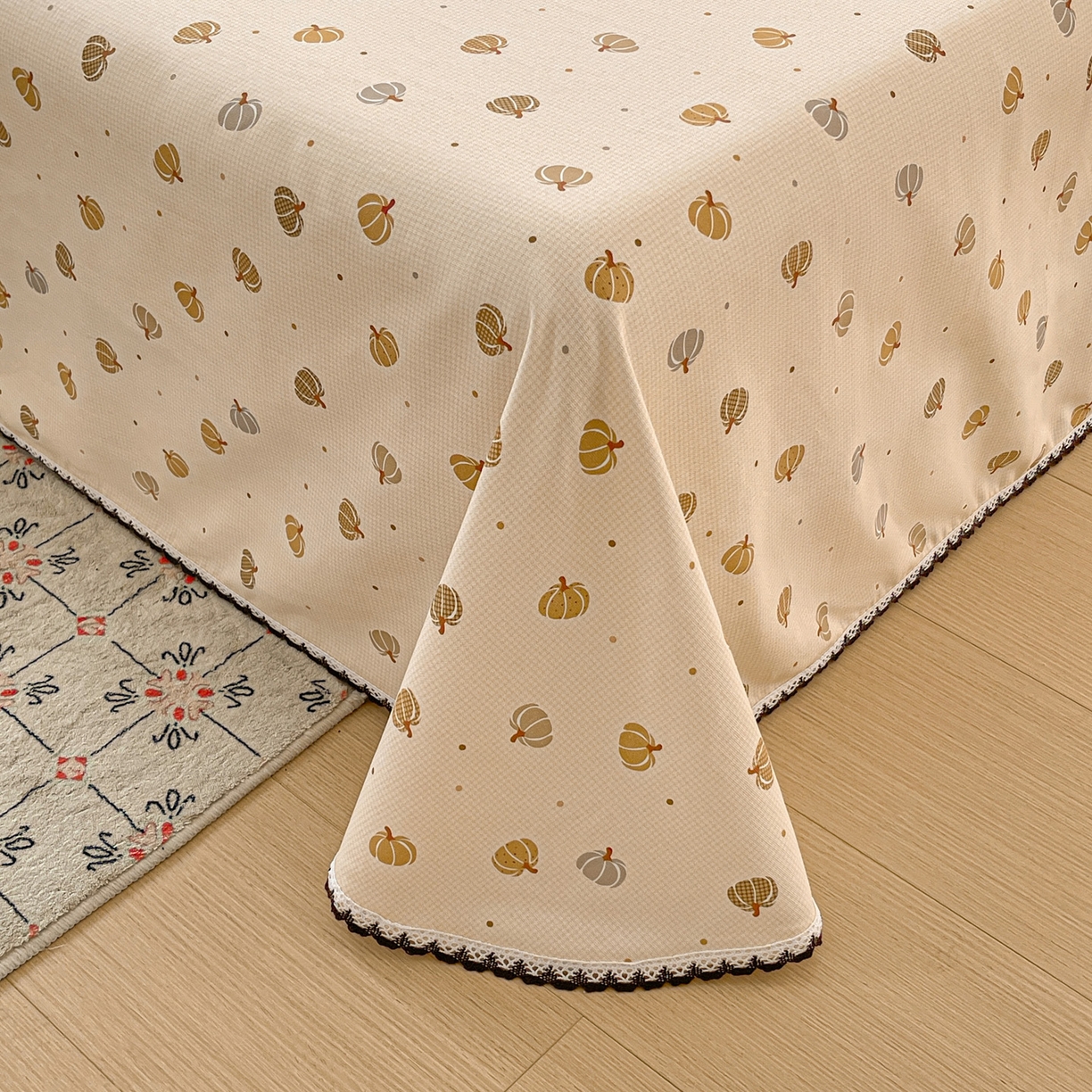 91家纺网 家纺一手货源 找家纺 纽缦家纺 2026新款舒适透气细沙卡通印花花边老粗布床单凉席席子 南瓜集市-桔