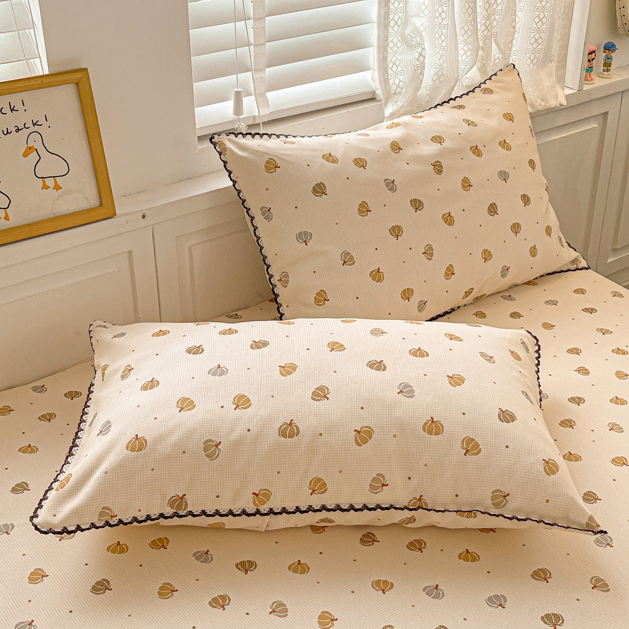 91家纺网 家纺一手货源 找家纺 纽缦家纺 2026新款舒适透气细沙卡通印花花边老粗布床单凉席席子 南瓜集市-桔