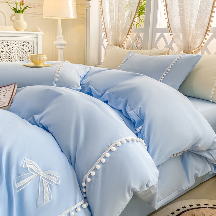 91家纺网 家纺一手货源 找家纺 （总）七七家纺 2026新款亲肤磨毛马卡龙小毛球四件套