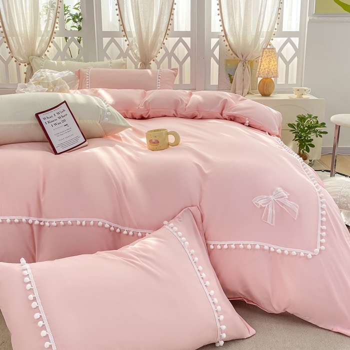 91家纺网 家纺一手货源 找家纺 （总）七七家纺 2026新款亲肤磨毛马卡龙小毛球四件套