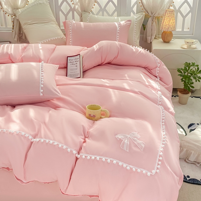 91家纺网 家纺一手货源 找家纺 （总）七七家纺 2026新款亲肤磨毛马卡龙小毛球四件套