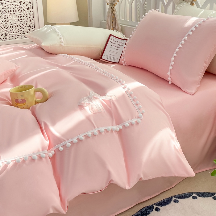 91家纺网 家纺一手货源 找家纺 （总）七七家纺 2026新款亲肤磨毛马卡龙小毛球四件套