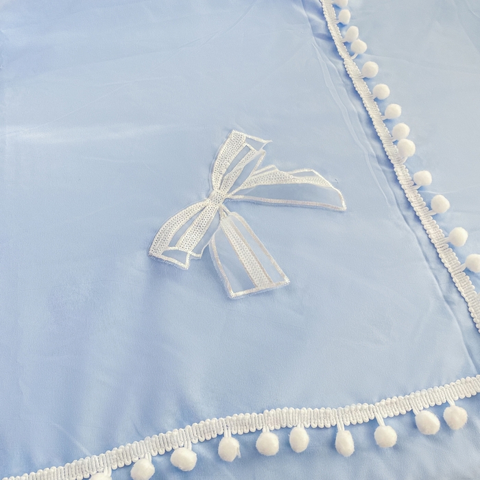 91家纺网 家纺一手货源 找家纺 七七家纺 2026新款亲肤磨毛马卡龙小毛球四件套 小毛球-天蓝