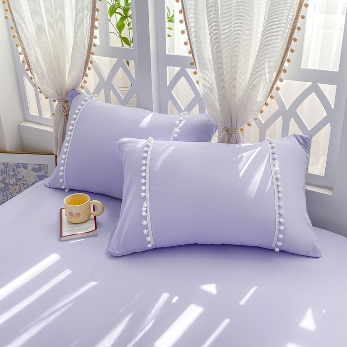 91家纺网 家纺一手货源 找家纺 七七家纺 2026新款亲肤磨毛马卡龙小毛球四件套 小毛球-幻紫