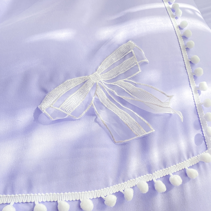 91家纺网 家纺一手货源 找家纺 七七家纺 2026新款亲肤磨毛马卡龙小毛球四件套 小毛球-幻紫