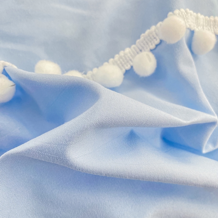 91家纺网 家纺一手货源 找家纺 七七家纺 2026新款亲肤磨毛马卡龙小毛球四件套 小毛球-天蓝