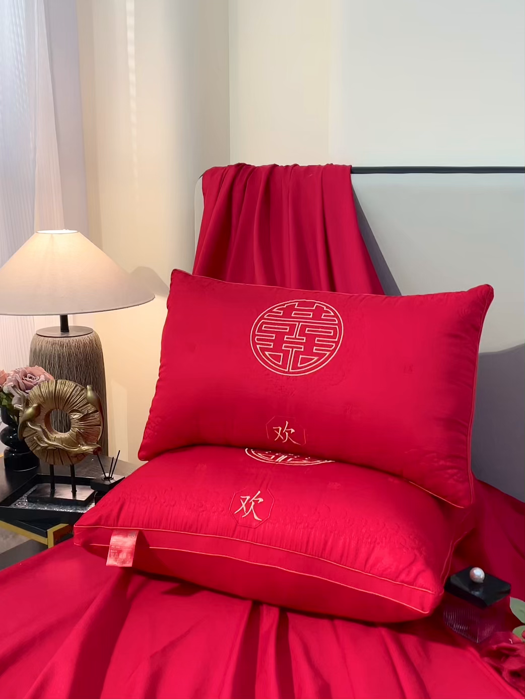 91家纺网 家纺一手货源 找家纺 （总）糖果枕芯 2026新款婚庆结婚大红枕芯喜庆婚庆新人新娘新郎结婚专用枕芯