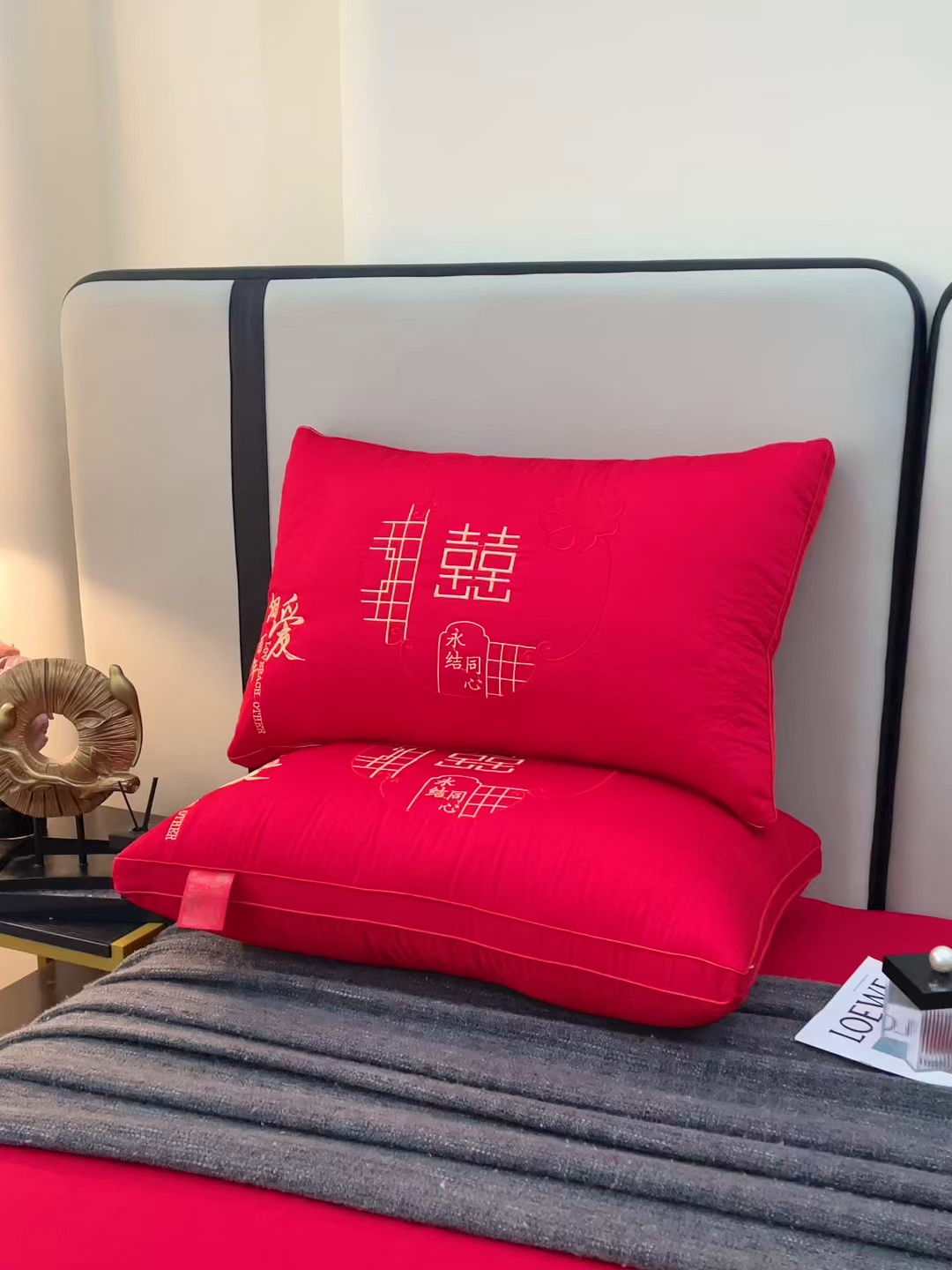 91家纺网 家纺一手货源 找家纺 糖果枕芯 2026新款婚庆结婚大红枕芯喜庆婚庆新人新娘新郎结婚专用枕芯 相爱百年