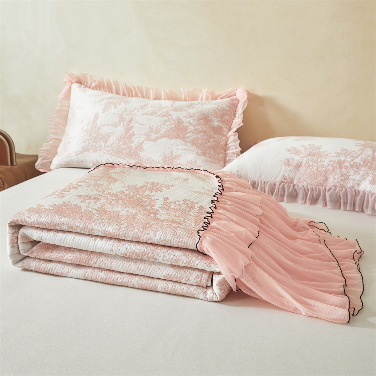 91家纺网 家纺一手货源 找家纺 恒爱家纺 2026新款南极豆超细旦软席三件套 沙漠胡杨-豆沙