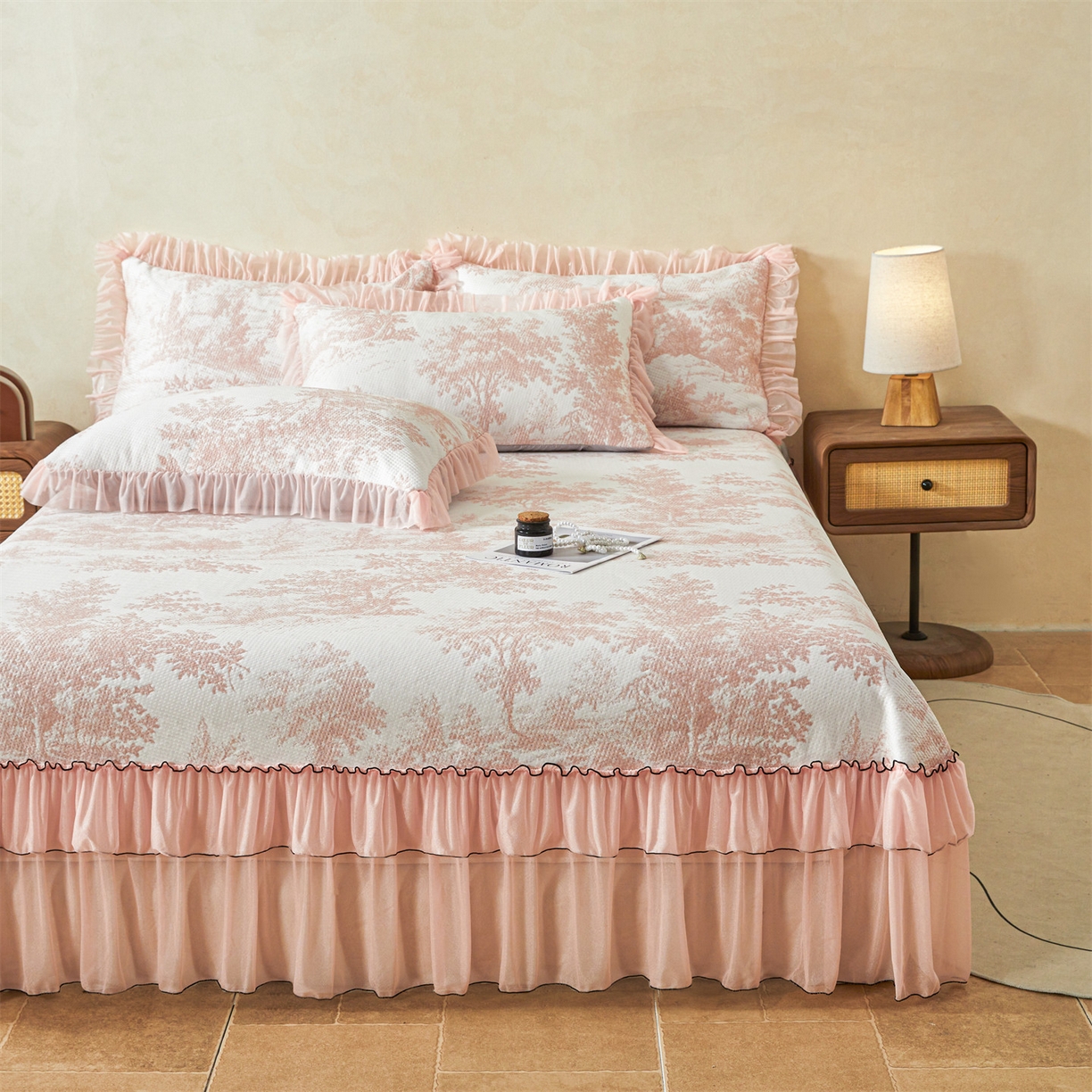 91家纺网 家纺一手货源 找家纺 恒爱家纺 2026新款南极豆超细旦软席三件套 沙漠胡杨-豆沙