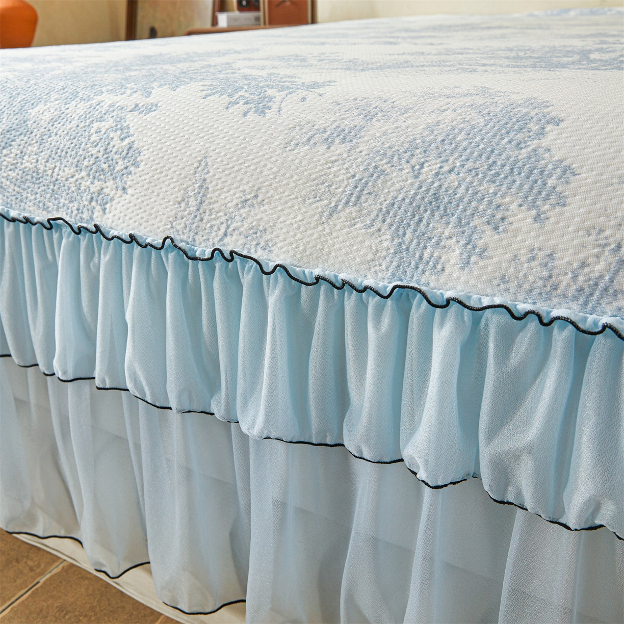 91家纺网 家纺一手货源 找家纺 恒爱家纺 2026新款南极豆超细旦软席三件套 沙漠胡杨-蓝