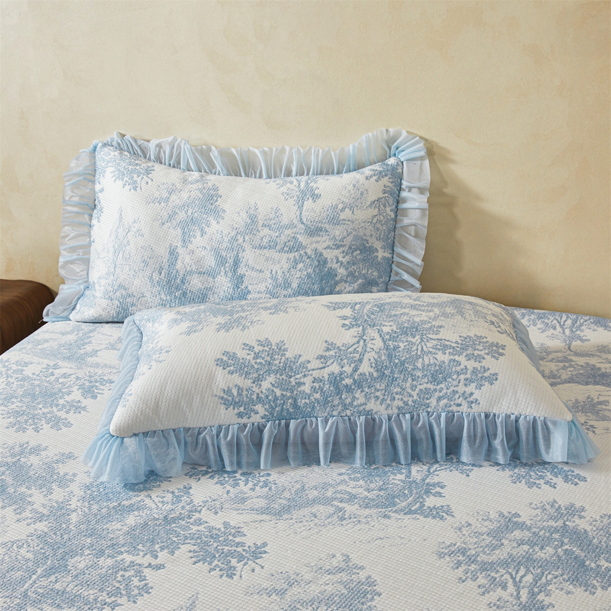 91家纺网 家纺一手货源 找家纺 恒爱家纺 2026新款南极豆超细旦软席三件套 沙漠胡杨-蓝