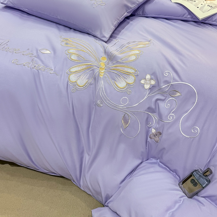 91家纺网 家纺一手货源 找家纺 七七家纺 2026新款加厚精工刺绣四件套-蝶舞 蝶舞-幻紫