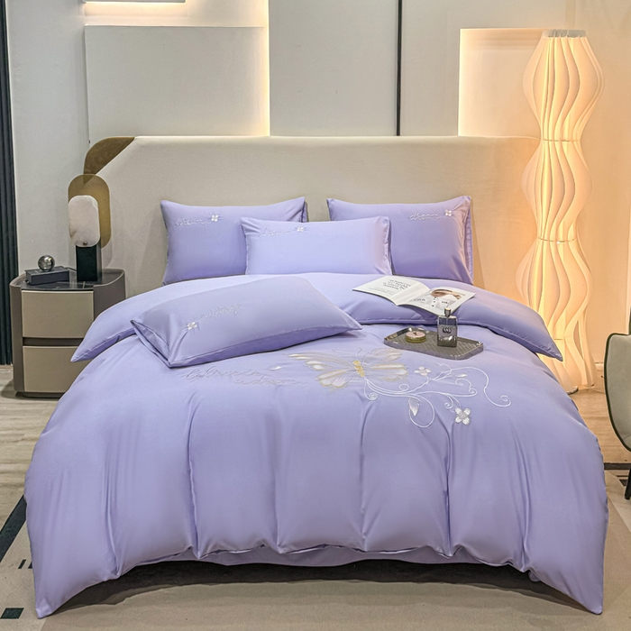 91家纺网 家纺一手货源 找家纺 七七家纺 2026新款加厚精工刺绣四件套-蝶舞 蝶舞-幻紫