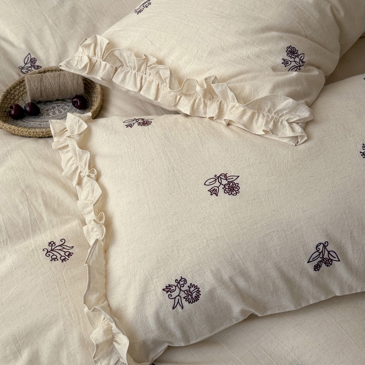 91家纺网 家纺一手货源 找家纺 （总）鹿班家居 2026春季新品色织棉麻精密刺绣系列四件套-归野（标准会员-20元）