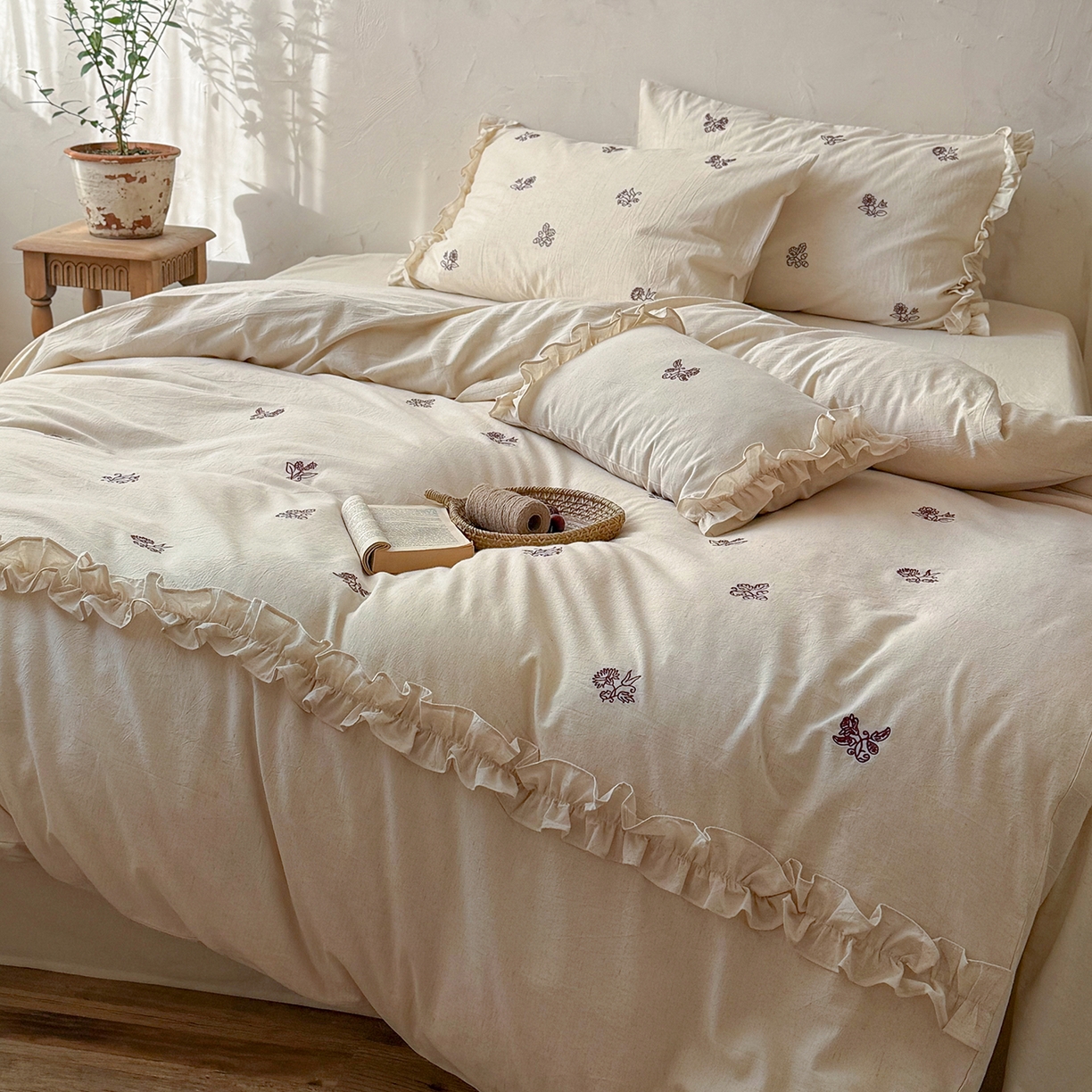 91家纺网 家纺一手货源 找家纺 （总）鹿班家居 2026春季新品色织棉麻精密刺绣系列四件套-归野（标准会员-20元）