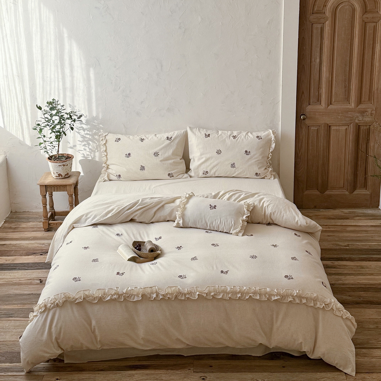 91家纺网 家纺一手货源 找家纺 （总）鹿班家居 2026春季新品色织棉麻精密刺绣系列四件套-归野（标准会员-20元）