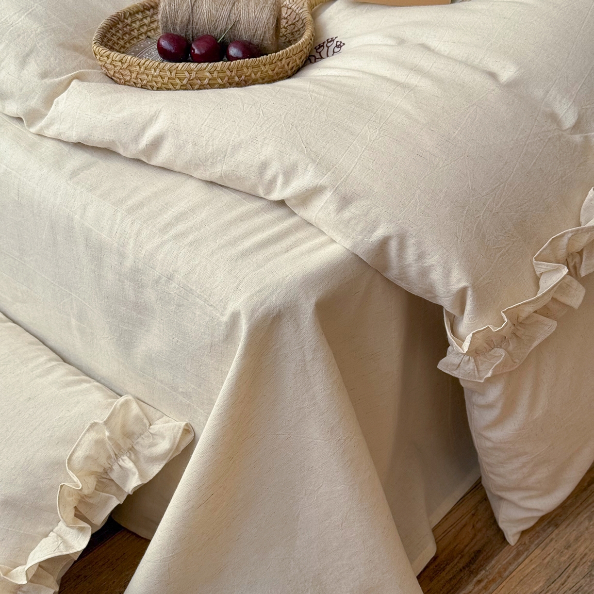 91家纺网 家纺一手货源 找家纺 （总）鹿班家居 2026春季新品色织棉麻精密刺绣系列四件套-归野（标准会员-20元）