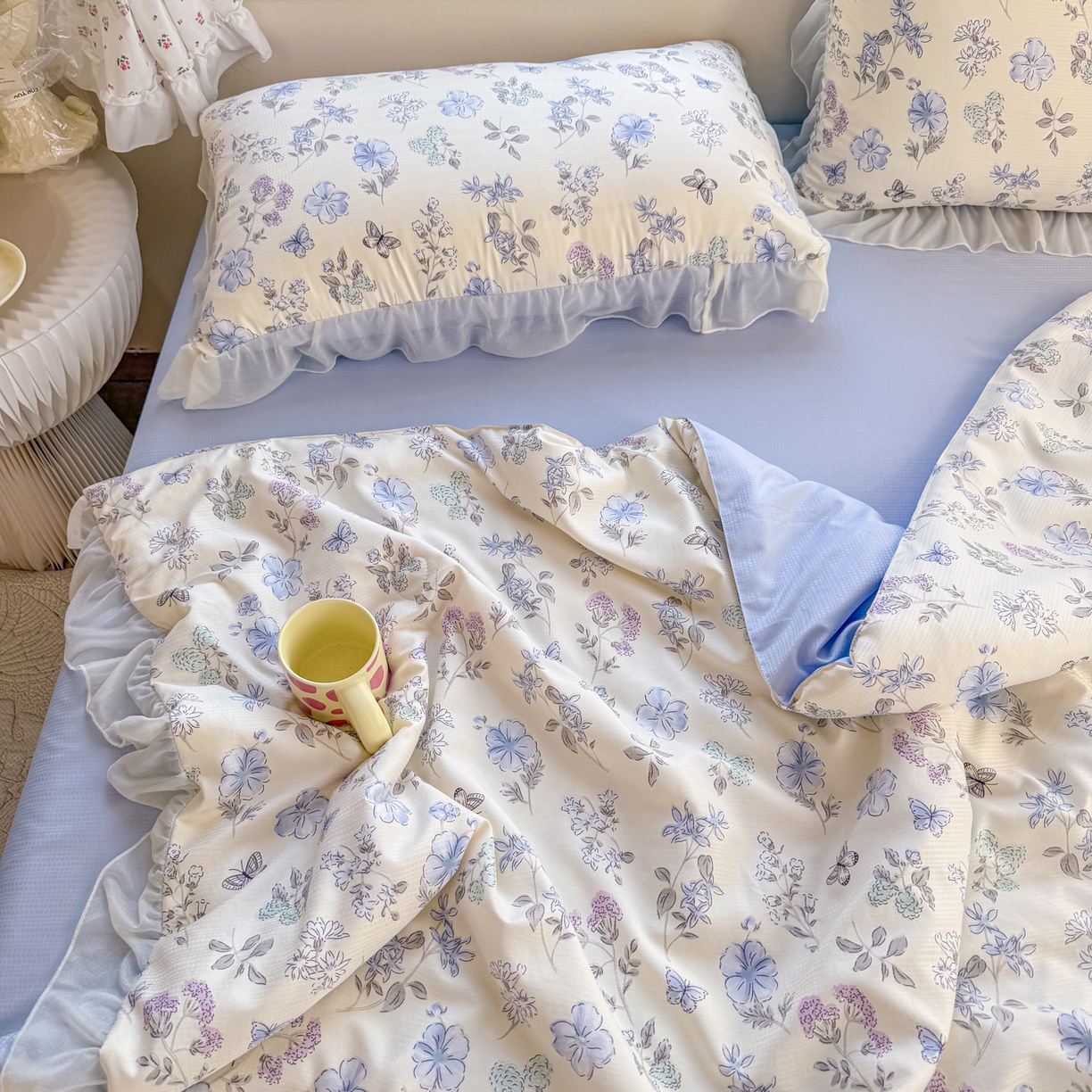 91家纺网 家纺一手货源 找家纺 （总）赛丽雅 2026新款美人纱法式花边夏被四件套凉感冰丝提花单双人夏被系列夏凉被空调被